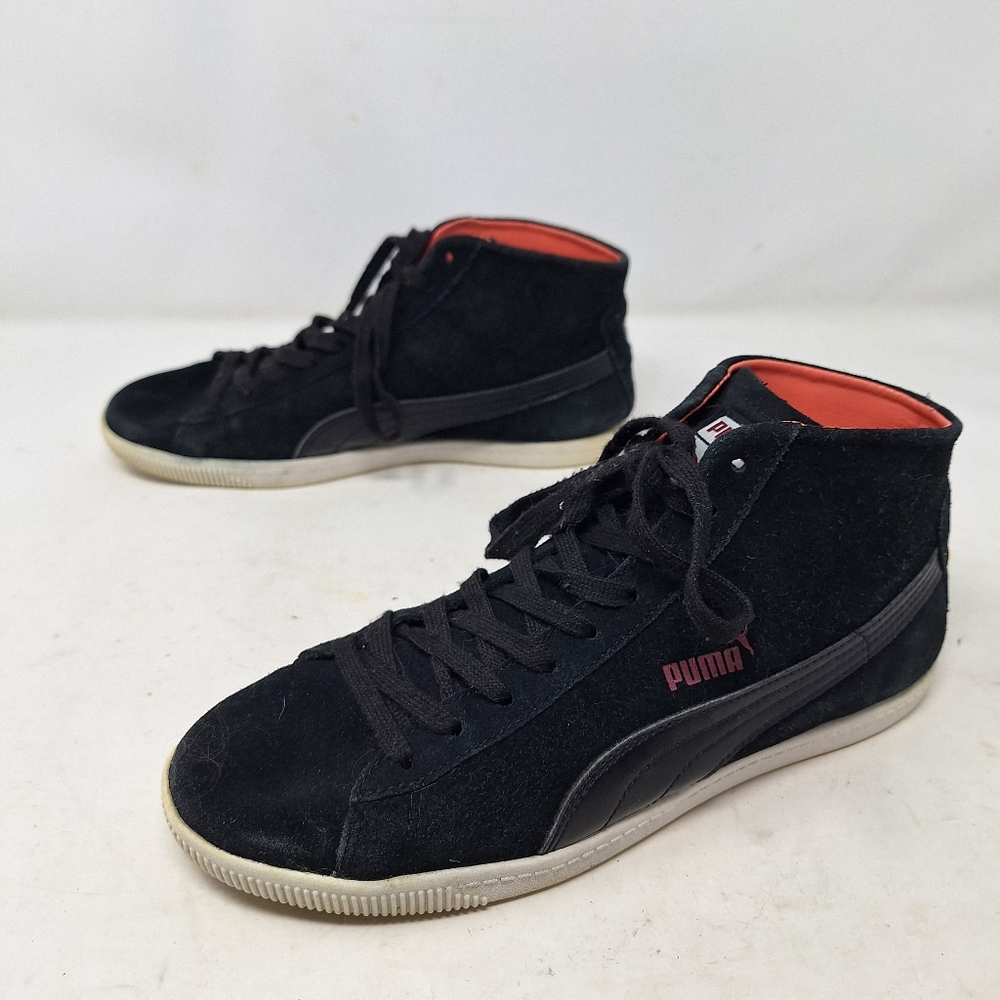 Puma Glyde Black Suede Mid Top Fashion Sneakers Skate Shoes Athleisure Size 8.5